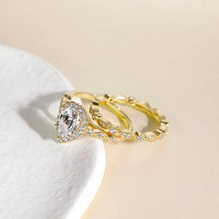 2-Piece Pear Cut Ring Set