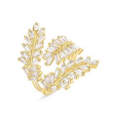 14K Elegant Leaf Wrap Around Ring
