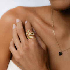 14K Elegant Leaf Wrap Around Ring