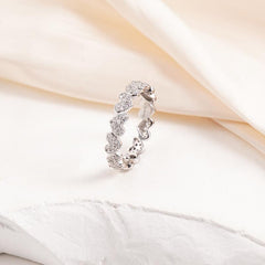 Sterling Silver Moissanite Accented Eternity Heart Ring