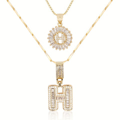 2-Piece 14K Diamond Letter Initial Necklaces