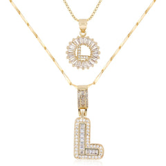 2-Piece 14K Diamond Letter Initial Necklaces