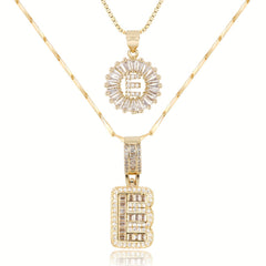 2-Piece 14K Diamond Letter Initial Necklaces