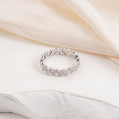 Sterling Silver Moissanite Accented Eternity Heart Ring