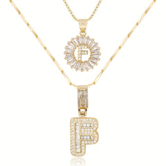 2-Piece 14K Diamond Letter Initial Necklaces