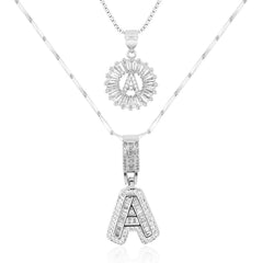 2-Piece 14K Diamond Letter Initial Necklaces