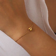 Dainty Bubble Letter Initial Bracelet