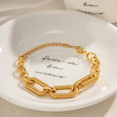 Chunky Multi Textured Paperclip Contrast Bracelet