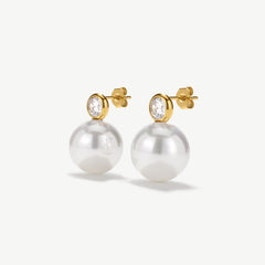 Bezel Pearl Earrings