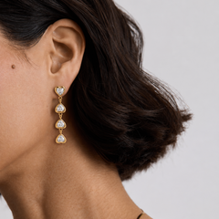 Heart Bezel Statement Drop Earrings