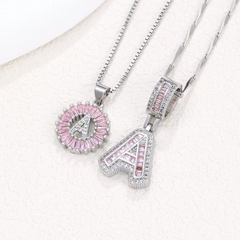 2-Piece 14K Diamond Letter Initial Necklaces (Limited Pink Edition)