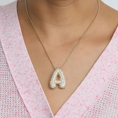 Chunky Bubble Diamond Dazzle Initial Necklaces