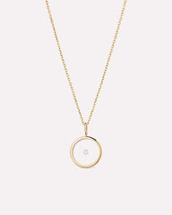 Gold Pendant Necklace - Gold Floating Diamond Large Necklace