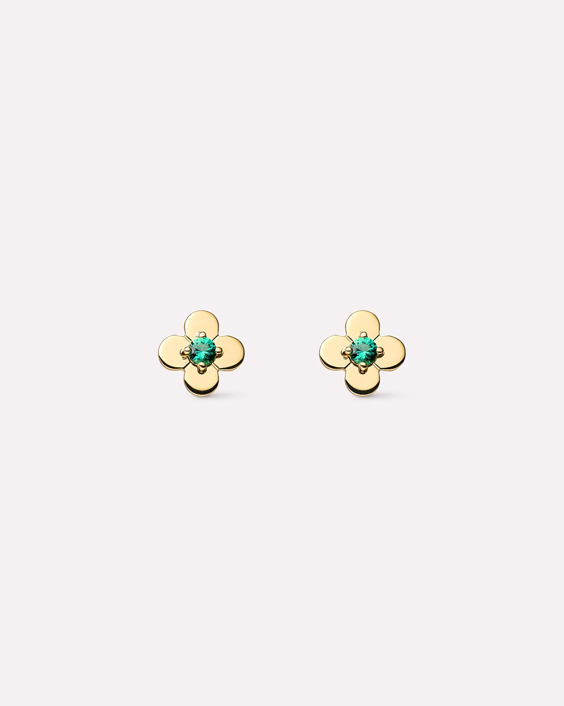 Solid Yellow Gold - Diamond Mini Flower Studs