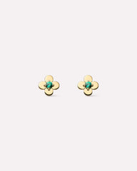 Solid Yellow Gold - Diamond Mini Flower Studs