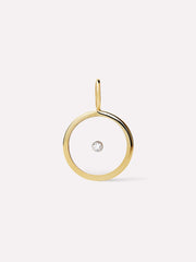 Gold Pendant - Floating Diamond Charm