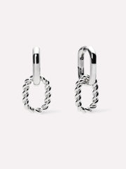 Double Hoop Earrings - Ash Double Marble Blue