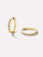 Gold Huggie Hoop Earrings - Pave Huggie Hoops