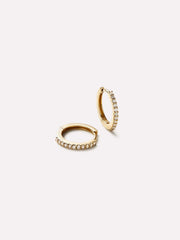 Diamond Hoop Earrings - Diamond Huggie Hoops Medium