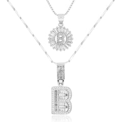 2-Piece 14K Diamond Letter Initial Necklaces