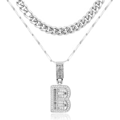 2-Piece 14K Layered Cuban & Initial Necklaces