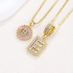 2-Piece 14K Diamond Letter Initial Necklaces (Limited Pink Edition)