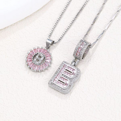 2-Piece 14K Diamond Letter Initial Necklaces (Limited Pink Edition)