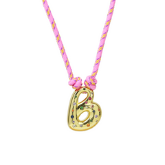 Chunky Gemstone Accented Initial Rope Necklace