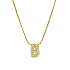 Diamond Bubble Letter Initial Necklace