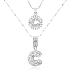 2-Piece 14K Diamond Letter Initial Necklaces