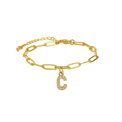 Dainty Paperclip Letter Initial Bracelet