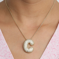 Chunky Bubble Diamond Dazzle Initial Necklaces