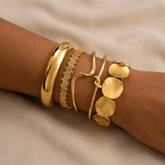 14K 5-Piece Geometric Boho Bracelet Stack