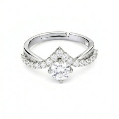 Adjustable Split Shank Pave Chevron Ring