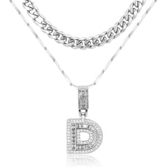 2-Piece 14K Layered Cuban & Initial Necklaces