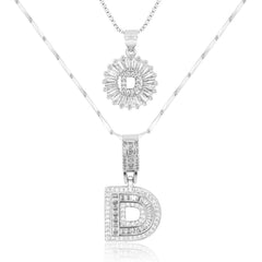 2-Piece 14K Diamond Letter Initial Necklaces