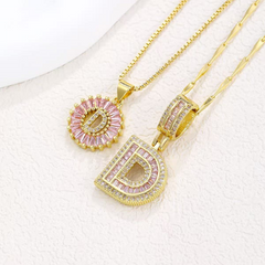 2-Piece 14K Diamond Letter Initial Necklaces (Limited Pink Edition)
