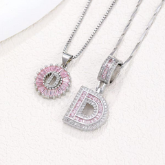 2-Piece 14K Diamond Letter Initial Necklaces (Limited Pink Edition)