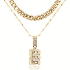 2-Piece 14K Layered Cuban & Initial Necklaces
