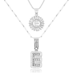 2-Piece 14K Diamond Letter Initial Necklaces
