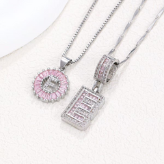 2-Piece 14K Diamond Letter Initial Necklaces (Limited Pink Edition)