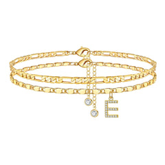 2-Piece 14K Diamond Letter Initial Anklet