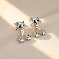 Sterling Silver Cute Cat Paw Earrings
