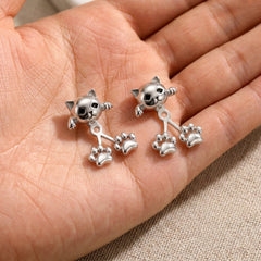 Sterling Silver Cute Cat Paw Earrings