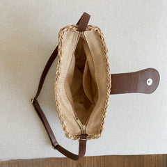 Elegant Rattan Straw Semi-Circle Bag