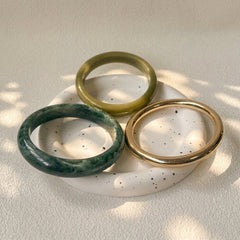 3-Piece Resin Green & Gold Bracelet Stack