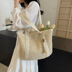 Rattan Straw Inspired Tote Bag