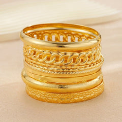 14K 10-Piece Chunky Variety Bracelet Stack