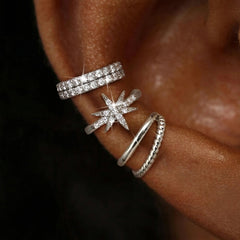 14K 3-Piece Set Elegant No-Piercing Ear Cuffs