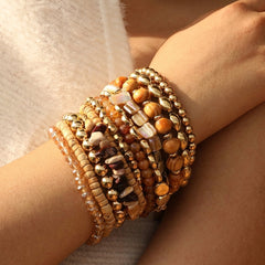 12-Piece Bohemian Warm Crystal Beaded Bracelet